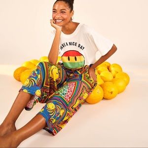 Farm Rio Mixed Scarves Smiley Rainbow Jumpsuit NWT Size M